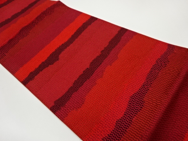 JAPANESE KIMONO / VINTAGE NAGOYA OBI / CHIKUZEN HAKATA / WOVEN ABSTRACT STRIPE